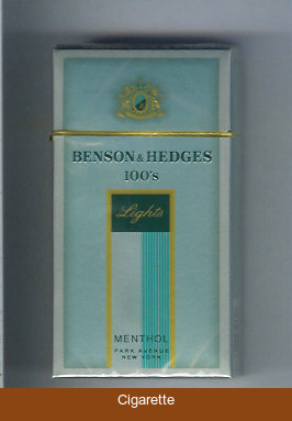 Benson Hedges Menthol Lights 100s cigarettes hard box
