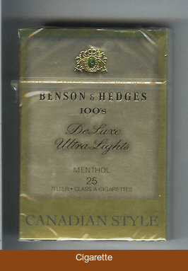 Benson Hedges de Luxe Menthol Ultra Lights 100s cigarettes Canadian Style De Luxe Ultra Lights Menthol