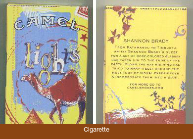 Camel Lights Art Issue designed by Shannon Brady side slide cigarettes hard box