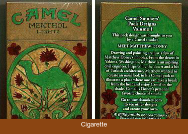 Camel Menthol Lights Smokers Pack Designs Volume 1 cigarettes hard box