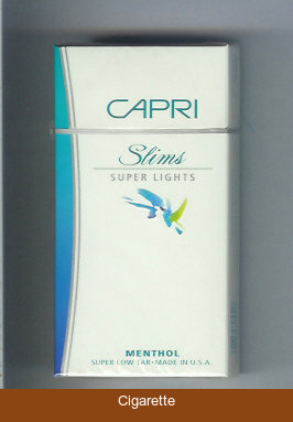 Capri Slims Super Lights Menthol 100s cigarettes hard box