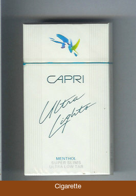 Capri Ultra Lights Menthol 100s cigarettes hard box