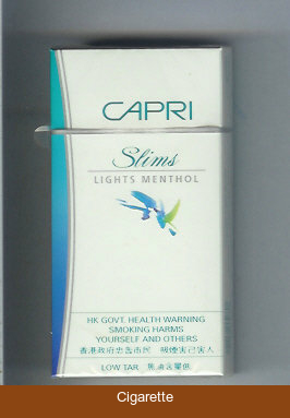 Capri Slims Lights Menthol 100s cigarettes hard box