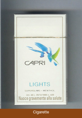 Capri Lights  Menthol 100s cigarettes hard box