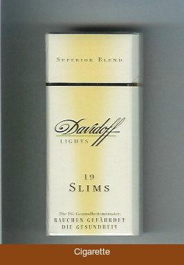 Davidoff Lights Superior Blend 19 Slims 100s cigarettes hard box
