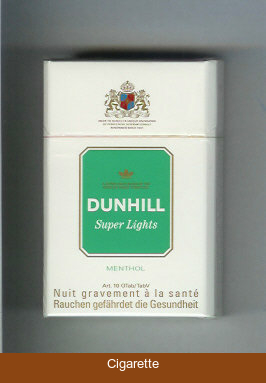 Dunhill Super Lights Menthol white and green cigarettes hard box