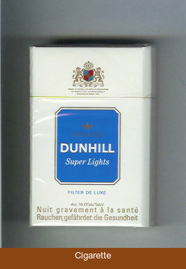 Dunhill Super Lights Filter De Luxe white and blue cigarettes hard box