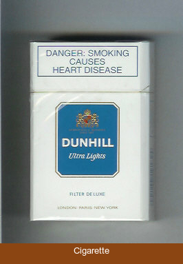 Dunhill Ultra Lights Filter De Luxe white and blue cigarettes hard box