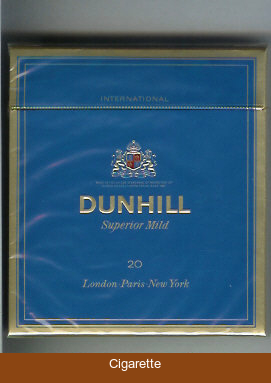 Dunhill International Superior Mild 20 Blue 100s cigarettes wide flat hard box