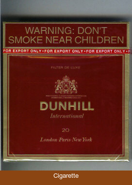 Dunhill Filter De Luxe International 20 100s cigarettes wide flat hard box