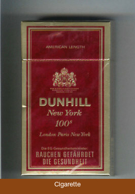 Dunhill New York 100s cigarettes hard box