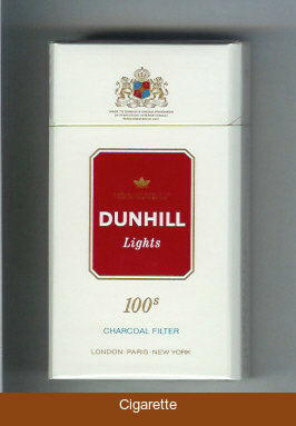 Dunhill Lights Charcoal Filter 100s white and red cigarettes hard box