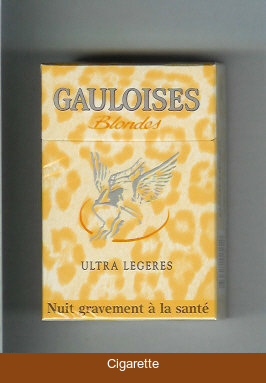 Gauloises Blondes Ultra Legeres yellow cigarettes hard box