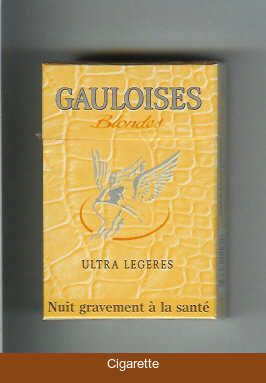 Gauloises Blondes Ultra Legeres yellow cigarettes hard box
