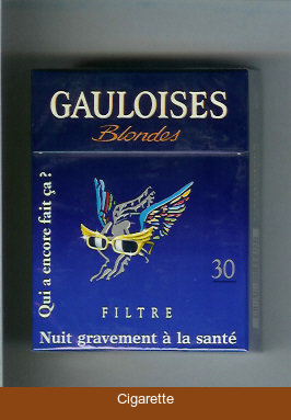 Gauloises Blondes cigarettes Qui a Encore Fait Ca ' Filtre Blue 30s hard box