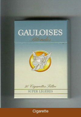 Gauloises Blondes Super Legeres yellow and blue Cigarettes hard box