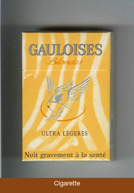 Gauloises Blondes Ultra Legeres yellow cigarettes hard box