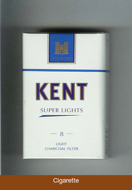 Kent USA Blend Super Lights 8 Light Charcoal Filter cigarettes hard box