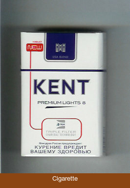 Kent USA Blend Premium Lights 8 Triple Filter cigarettes hard box