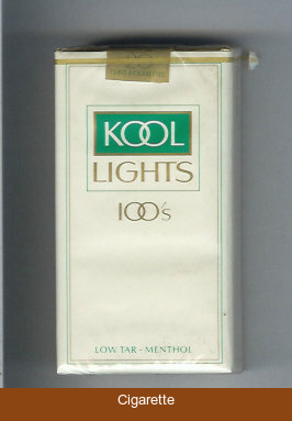 Kool Lights 100s Menthol cigarettes soft box