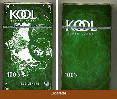 Kool cigarettes Super Longs 100s True Menthol SL hard box