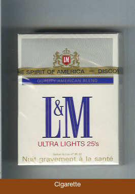L&M Quality American Blend Ultra Lights 25s cigarettes hard box
