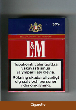 L&M Mellow Distinctively Smooth Full Flavor 30s cigarettes hard box