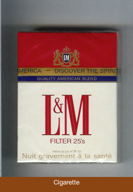 L&M Quality American Blend Filter 25s cigarettes hard box