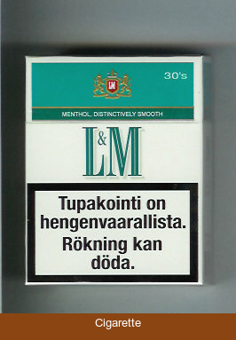 L&M Menthol Distinctively Smooth Menthol Cool 30s cigarettes hard box