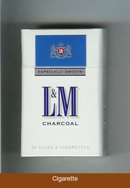 L&M Charcoal Especially Smooth white and blue cigarettes hard box