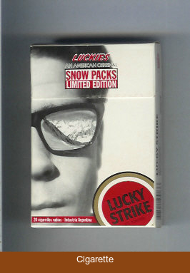 Lucky Strike Luckies Snow Packs cigarettes hard box