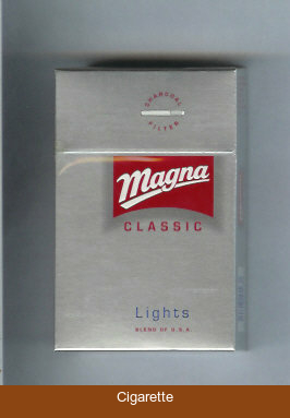 Magna Classic Lights Blend of USA silver and red cigarettes hard box