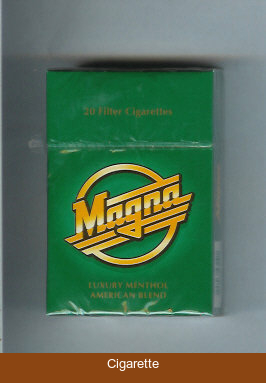 Magna Luxury Menthol American Blend green cigarettes hard box