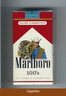Marlboro with cowboy with lasso on the upper arm 100s cigarettes soft box