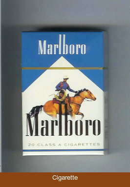 Marlboro with cowboy on horse white and blue cigarettes hard box