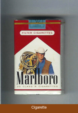Marlboro with cowboy with lasso on the upper arm cigarettes soft box