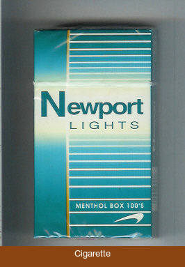 Newport Lights Menthol green and white 100s cigarettes hard box