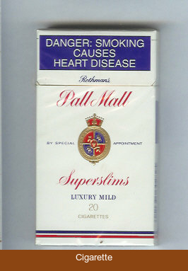 Pall Mall Rothmans Superslims Luxury Mild 20 cigarettes 100s hard box