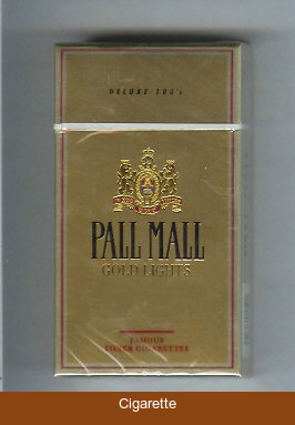 Pall Mall Gold Lights 100s cigarettes hard box
