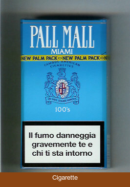 Pall Mall Famous American Cigarettes Miami 100s cigarettes hard box