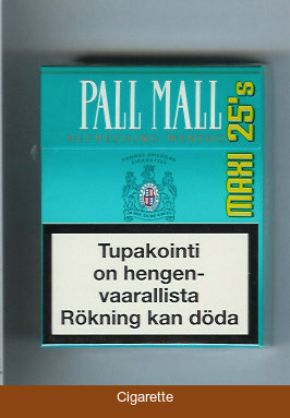 Pall Mall Refreshing Menthol Lights 25s cigarettes hard box