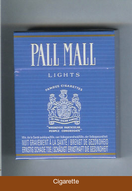 Pall Mall Famous Cigarettes Lights blue 25s cigarettes hard box