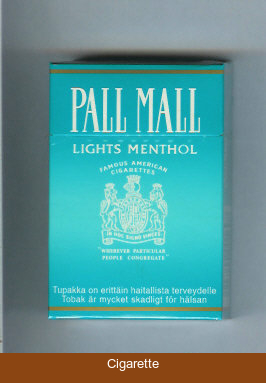 Pall Mall Famous American Cigarettes Lights Menthol light green cigarettes hard box