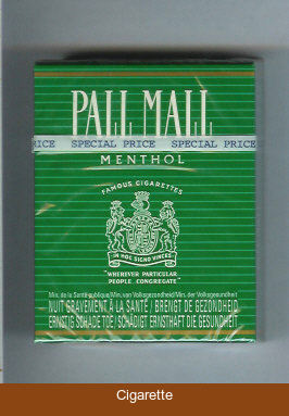 Pall Mall Famous Cigarettes Menthol 25s cigarettes hard box