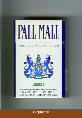 Pall Mall Famous Charcoal Filter Lights 8 cigarettes hard box