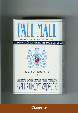 Pall Mall Famous American Cigarettes Ultra Lights 4 cigarettes hard box