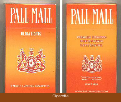 Pall Mall Ultra Lights orange 100s cigarettes hard box