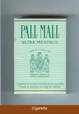 Pall Mall Famous Cigarettes Ultra Menthol cigarettes hard box