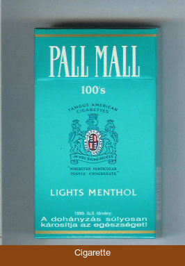 Pall Mall Lights Menthol light green 100s cigarettes hard box