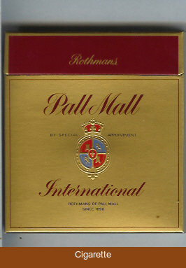 Pall Mall Rothmans International gold 100s cigarettes wide flat hard box